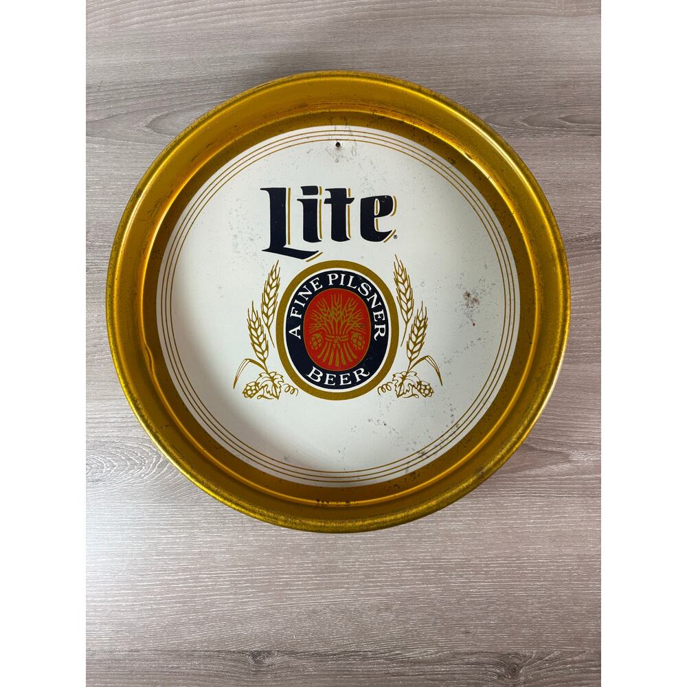 Vintage Miller Lite A Fine Pilsner Beer Tray- Small Hole in Top for‎ Hanging